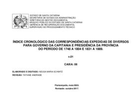Índice cronológico/onomástico das correspondências expedidas de Diversos para Governo da Capitani...