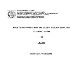 Índice geográfico das Atas das Escolas e Grupos Escolares (1949), v. 8