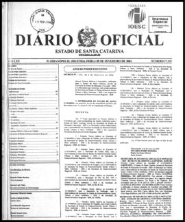 Diário Oficial do Estado de Santa Catarina. Ano 70. N° 17332 de 09/02/2004