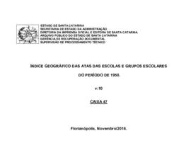 Índice geográfico das Atas das Escolas e Grupos Escolares (1950), v. 10