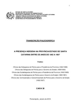 A presença indígena na Província/Estado de Santa Catarina entre os anos de 1842 a 1907