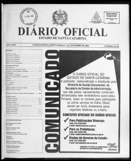 Diário Oficial do Estado de Santa Catarina. Ano 75. N° 18740 de 27/11/2009. Parte 1