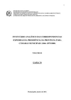 Inventário analítico das Correspondências da Presidência da Província para Câmaras Municipais (18...