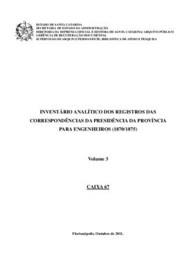 Inventario analítico dos Registros de Correspondências da Presidência da Província para Engenheir...
