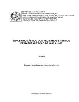 Índice onomástico dos Registros e Termos de Naturalização (1856/1963)