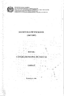 Cópias de Escrituras de Escravos. Fonte: Câmara Municipal de Tijucas (1867/1887)