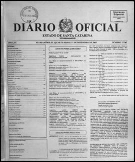 Diário Oficial do Estado de Santa Catarina. Ano 70. N° 17302 de 17/12/2003. Parte 1